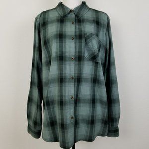 Carhartt Womens Green Plaid Dodson Long Sleeve Button Front Cotton Sz XL